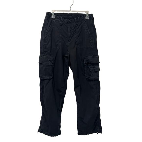American Eagle Baggy Jogger Pants Size 10 Vintage Black Cargo Utility Y2K - Picture 1 of 10